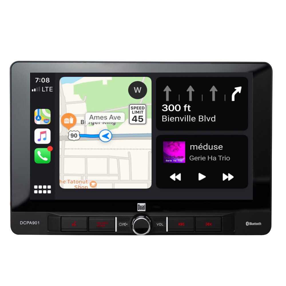 Dual Dcpa901 9-Inch Single-DIN In-Dash Digital Media Receiver with Bluetooth Android Auto and Wired Apple CarPlay