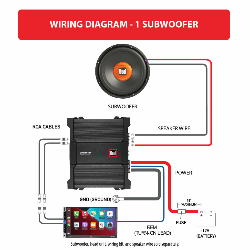 XPR501M Wiring Diagram 1 Channel Subwoofer