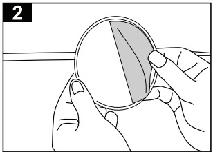 Adhesive Installation Step 2 Diagram drawing of hand peeling off adhesive