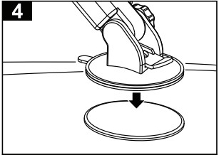 3M Adhesive Installation Step 4 Diagram drawing of dashmount being pressed down onto dash