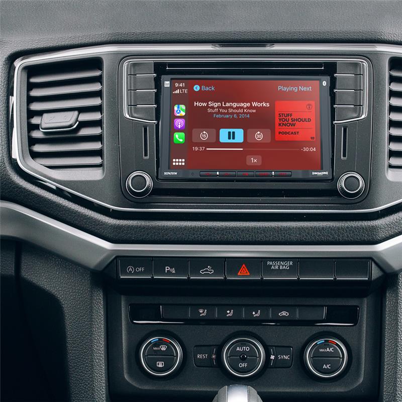 Truck dashboard with touchscreen radio